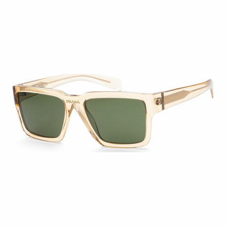 Men's Fashion PR09YS-01N1I0-56 Sunglasses // Amber Crystal + Dark Green