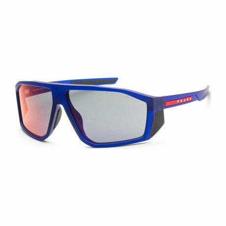 Men's Linea Rossa PS08WS-10C08F Sunglasses // Matte Blue Crystal + Dark Gray Blue-Red Mirror