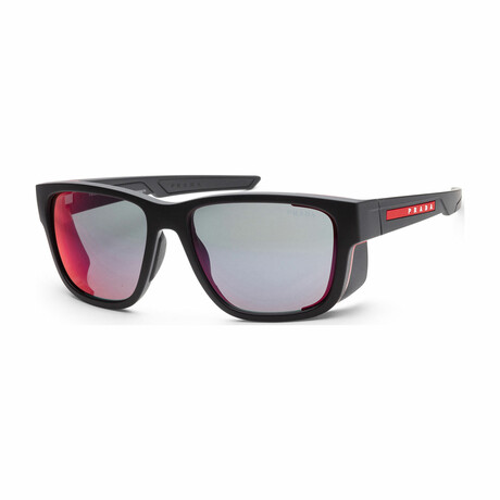 Men's Linea Rossa PS07WS-DG008F Sunglasses // Black + Dark Gray Blue-Red Mirror