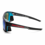 Men's Linea Rossa PS07WS-13C08R Sunglasses // Gray Transparent + Light Green-Blue Mirror