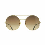 Women's Dolly Round Sunglasses // Gold + Brown Gradient
