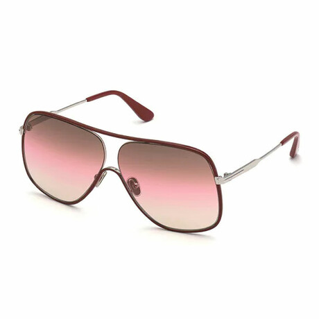 Women's Brady Oversized Pilot Sunglasses // Red Silver + Brown Pink Shaded
