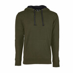 French Terry Two-Toned Pullover Hoodie // Military Green + Black (XL)