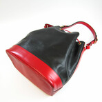 Epi Leather Noe Bucket Bag // Black + Red