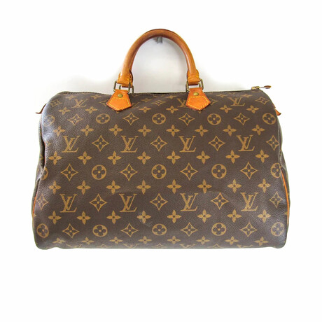 Leather Monogram Handbag // Monogram Brown