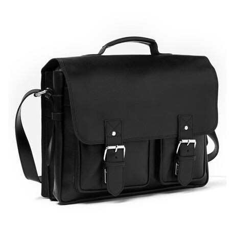 Front Pocket Leather Briefcase // Black