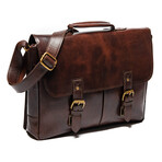 Medium Coarse Leather Messenger Bag Limited // Antique Brown