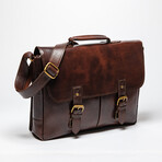 Medium Coarse Leather Messenger Bag Limited // Antique Brown