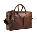 Leather Briefcase Slim 17" // Dark Brown