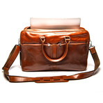 Leather Briefcase Slim 17" // Light Brown
