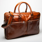 Leather Briefcase Slim 17" // Light Brown
