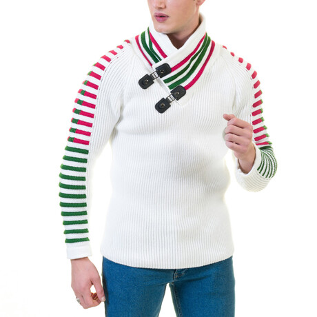 Cade Sweater // Red, White, Green (S)