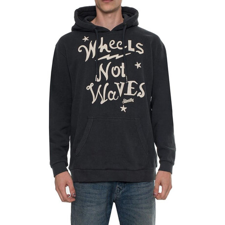Wheels Not Waves Hoodie // Washed Black (S)