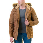 Hooded Fur Jacket // Tan (L)