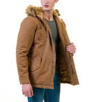 Hooded Fur Jacket // Tan (2XL)