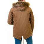 Hooded Fur Jacket // Tan (XL)
