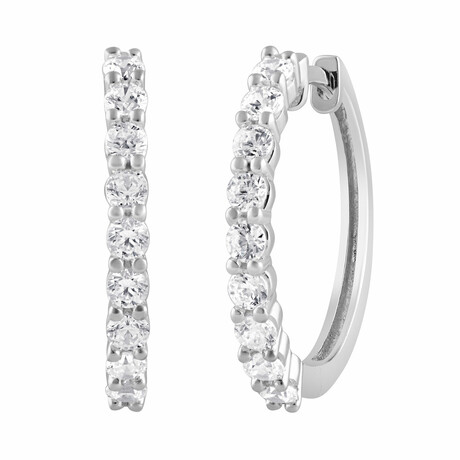 1 CTW Lab Grown Small Hoop Diamond Earrings // 14K White Gold