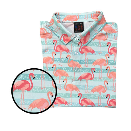 Flamingo Paradise Polo // Turquoise + Pink (S)