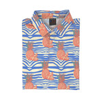 The Pure Pineapple Polo // Blue + Pink (XL)