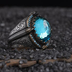 Blue Paraiba Stone Silver Ring V2 (9.5)