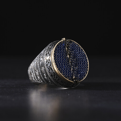 Navy Micro Stones Silver Ring (9)