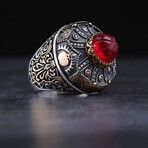 Red Amber Stone Vizier Design Ring (11)