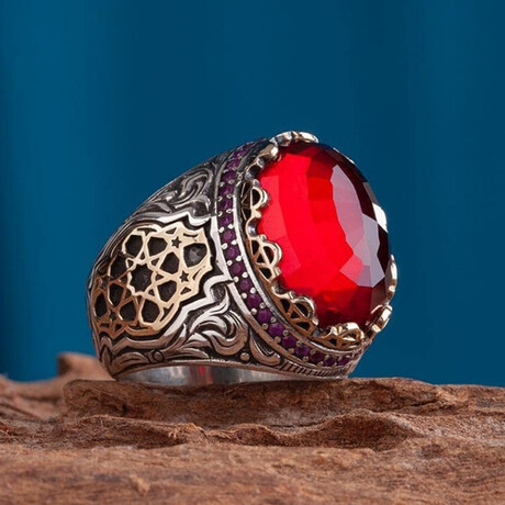 Red Pariaba Stone Silver Ring (9)