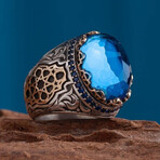 Blue Paraiba Stone Silver Ring V1 (10.5)