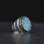 Blue Onyx Stone Silver Ring (10)