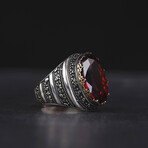 Red Onyx Stone Silver Ring (11.5)