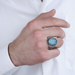 Blue Onyx Stone Silver Ring (9.5)