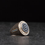 Micro Blue Stones Topaz Silver Ring (11.5)