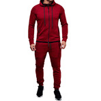 Men's Ribbed Track Suit // Burgundy (XS)
