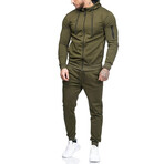 Men's Ribbed Track Suit // Olive Green (2XL)