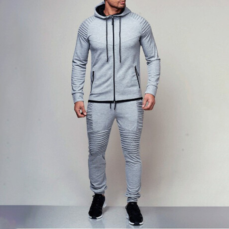Men's Ribbed Track Suit // Light Gray (3XL)