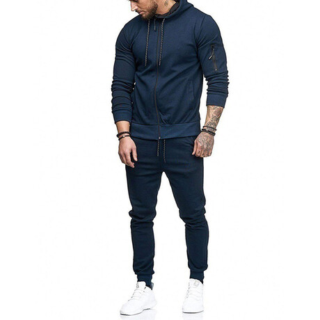 Mens 2pc Relaxed Fit Track Suit // Blue (L)