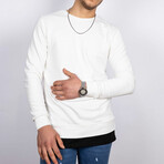 Men's Split Hem Sweatshirt // White  (L)