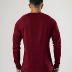 Long Sleeve Henley Shirt // Wine Red (S)