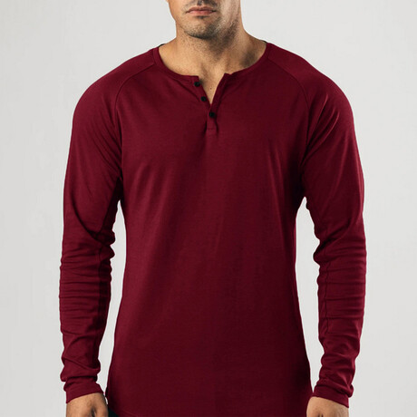 Long Sleeve Henley Shirt // Wine Red (XS)