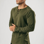 Longsleeve Button-Up Tee // Olive (M)