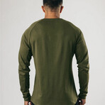 Longsleeve Button-Up Tee // Olive (L)