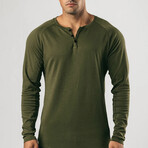 Longsleeve Button-Up Tee // Olive (S)