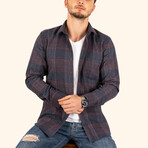 Flannel Shirt // Navy Blue + Red (M)