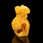 Hand-Carved Butterscotch Amber Monkey on Rock // 57.1 Grams