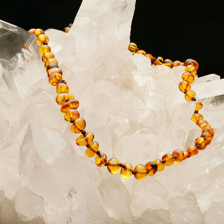 Premium Quality Baltic Sea Amber Baby Necklace // 13" Long // Cognac Amber