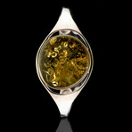 Green Amber Adjustable Cuff Bracelet // 25.57 Grams