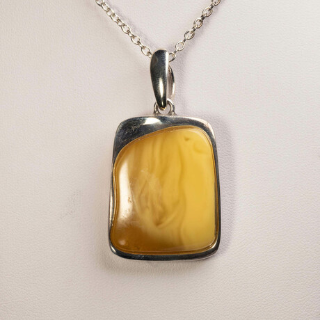 Square Butterscotch Amber Pendant // 13 Grams