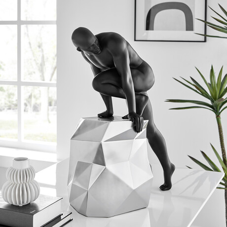 Sensuality Man Sculpture (Matte Black + Chrome)