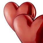 Double Heart Sculpture // Metallic Red