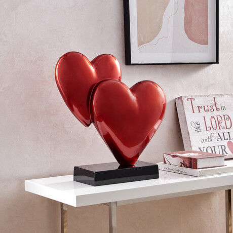 Double Heart Sculpture // Metallic Red (Red)